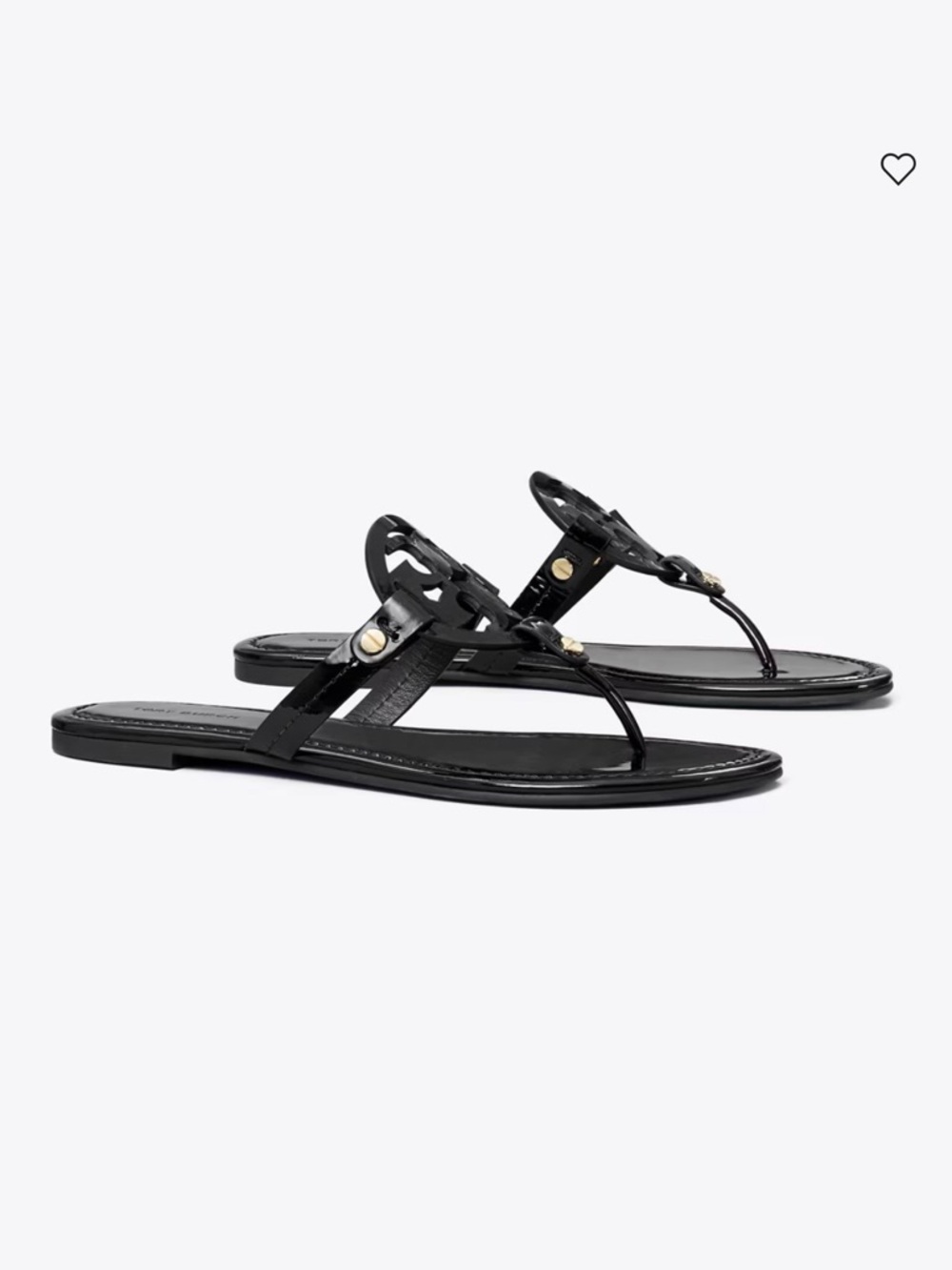 Tory Burch Miller Patent Sandals Black Womens 9.5